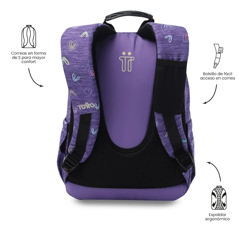 MOCHILA JUVENIL PORTA PC 13  GOMMAS MORADO - 4