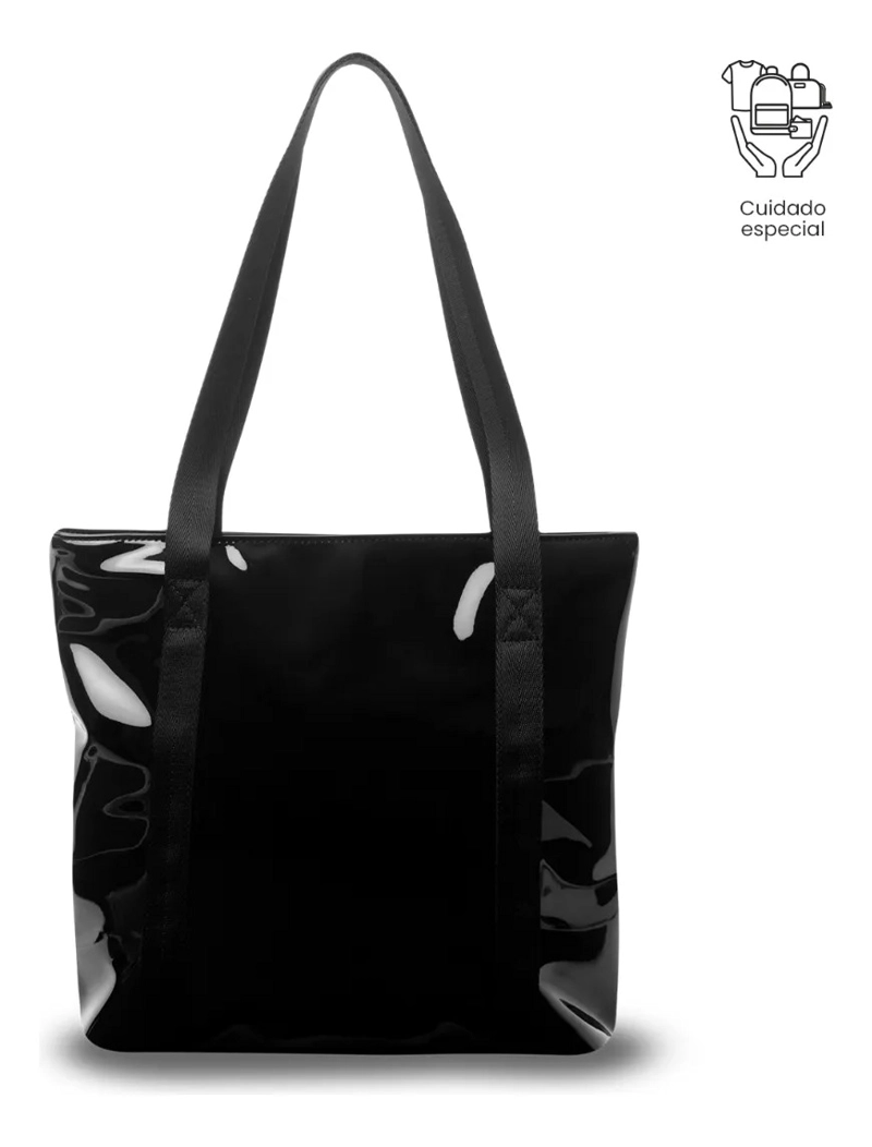TOTE BAG PARA MUJER MIXI SHA ACABADO CHAROL MEDIANO NEGRO - 4