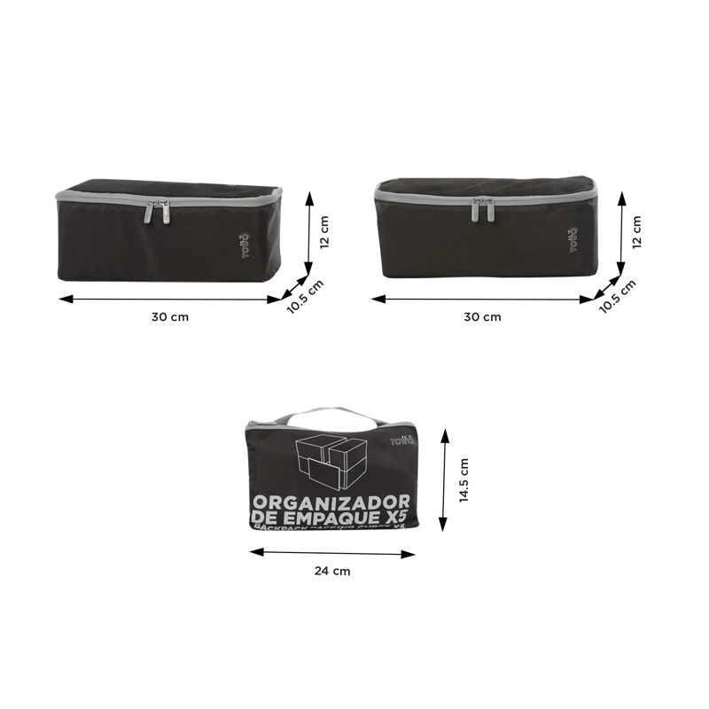 ORGANIZADOR DE VIAJE PACKING CUBE X 5 NEGRO - 3