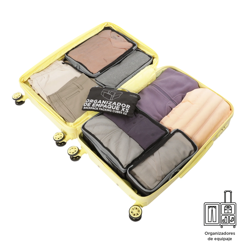 ORGANIZADOR DE VIAJE PACKING CUBE X 5 NEGRO - 5