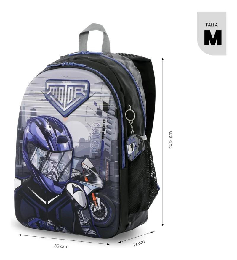 PACK ESCOLAR X3 MORRAL +LONCHERA+MULTIUSO HELMET RACER NEGRO - 3