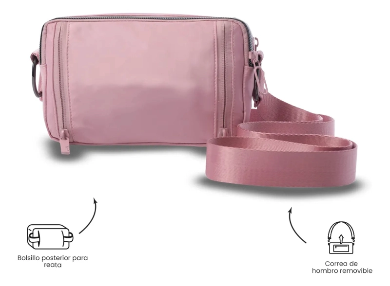 BOLSO PARA MUJER FUNTY 3.0 TIPO CROSSBODY PEQUEÑO ROSADO - 6