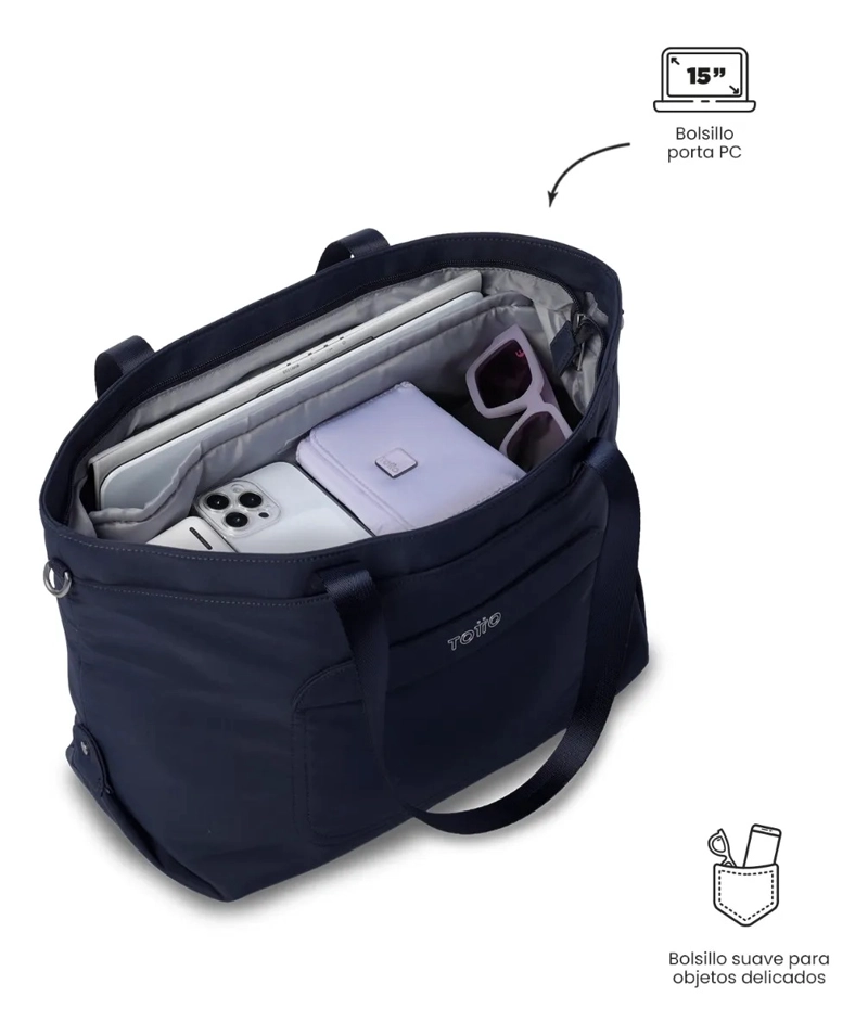 TOTE BAG PARA MUJER MADRID PORTA PC 15  GRANDE AZUL - 5