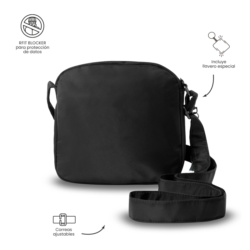 CARTERA PARA MUJER CORNEANA TIPO CROSSBODY PEQUEÑO NEGRO - 4