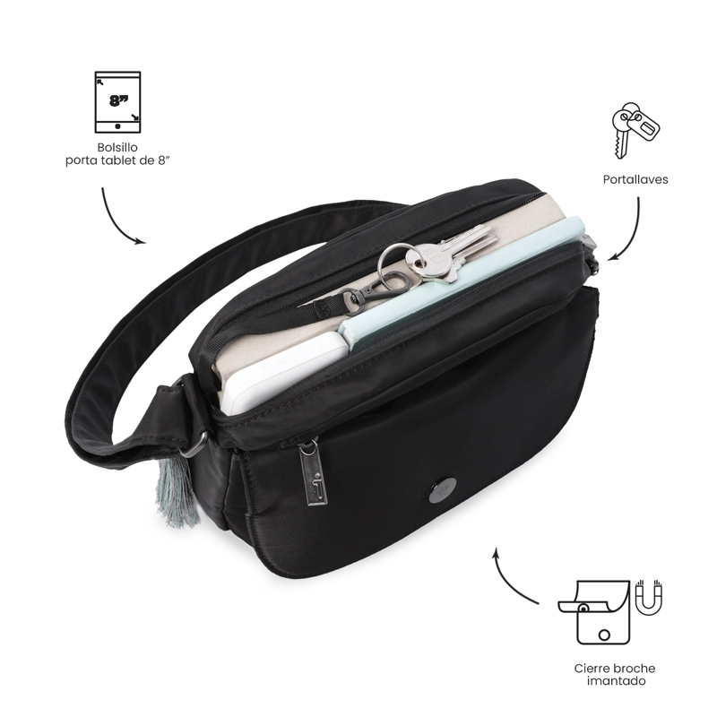 CARTERA PARA MUJER CORNEANA TIPO CROSSBODY PEQUEÑO NEGRO - 5