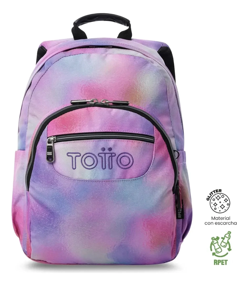 MOCHILA JUVENIL PORTA PC 13  GOMMAS GLITTER ROSADO - 1