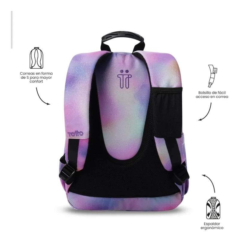 MOCHILA JUVENIL PORTA PC 13  GOMMAS GLITTER ROSADO - 4