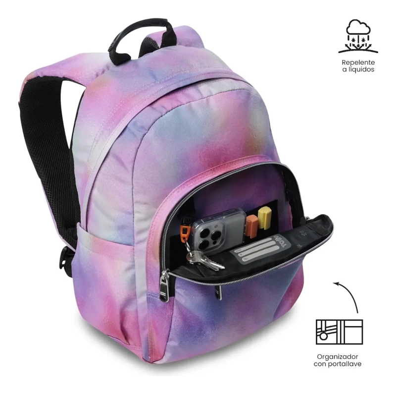 MOCHILA JUVENIL PORTA PC 13  GOMMAS GLITTER ROSADO - 6