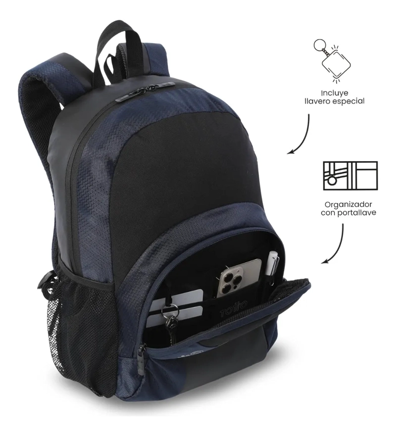 MOCHILA UNIVERSITARIO TECK 3.0 PORTA PC 13  AZUL HOMBRE - 6