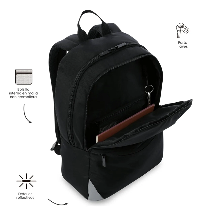 MOCHILA UNIVERSITARIO KOJI PORTA PC 15.4  NEGRO UNISEX - 6