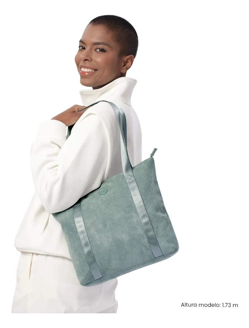 TOTE BAG PARA MUJER MIXI GAM EN GAMUZA MEDIANO VERDE - 2