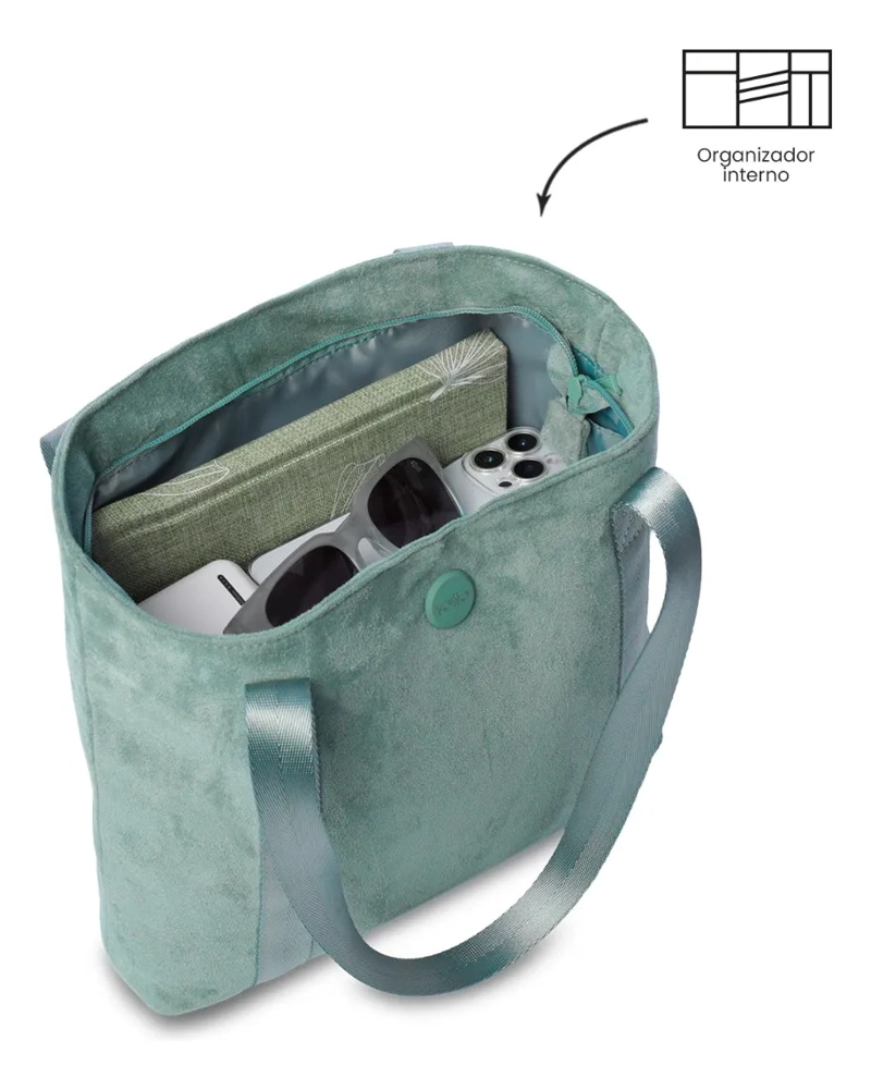 TOTE BAG PARA MUJER MIXI GAM EN GAMUZA MEDIANO VERDE - 5