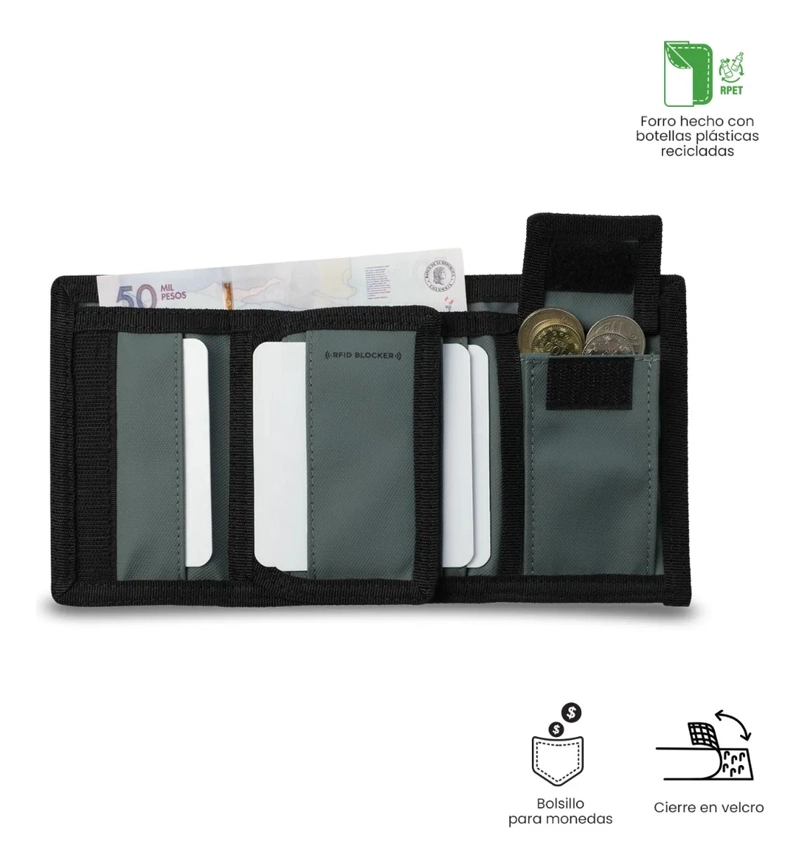 BILLETERA HOMBRE CONTRAST PEQUEÑA CON RFID BLOCKER NEGRA - 4