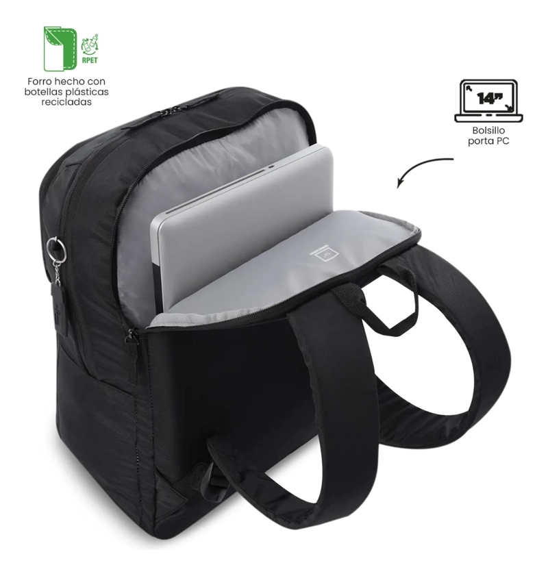 MOCHILA UNIVERSITARIO PORTA PC 14  CLOUD NEGRO UNISEX - 5