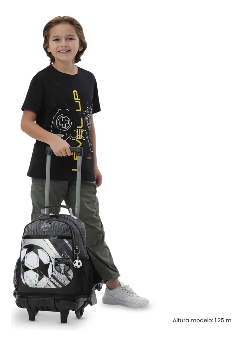 MOCHILA PARA NIÑO CON RUEDAS CHAMPION MEDIANO GRIS - 2