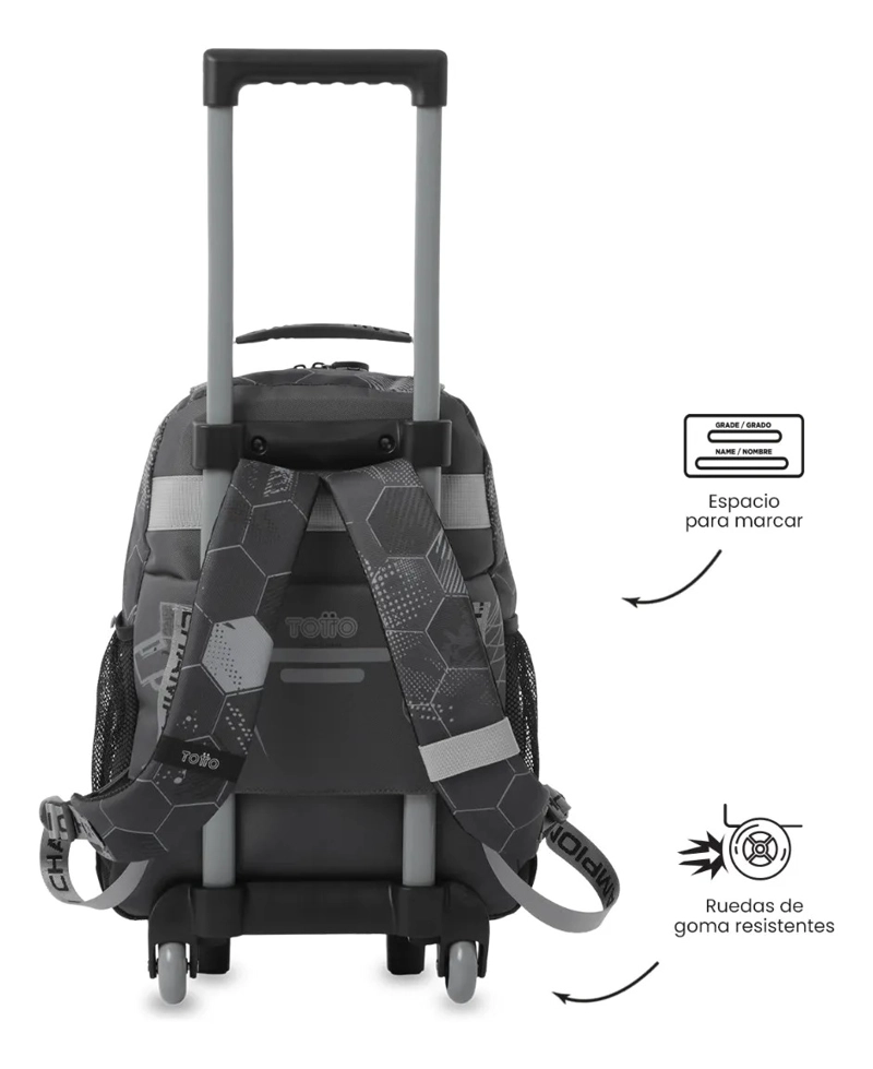 MOCHILA PARA NIÑO CON RUEDAS CHAMPION MEDIANO GRIS - 4