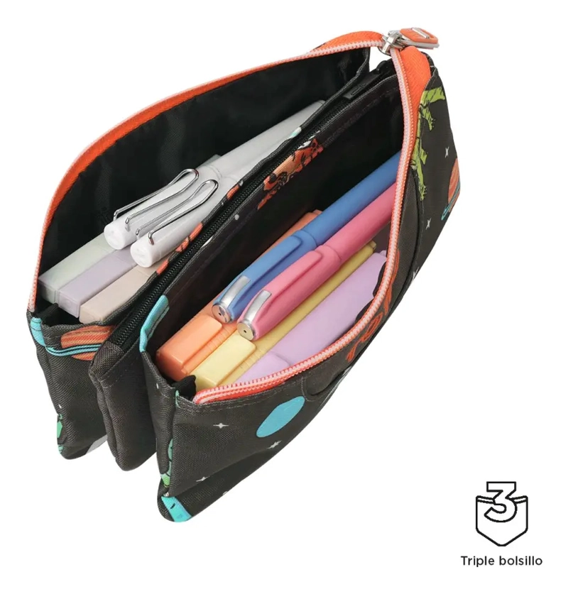 ESTUCHE TOTTO TABLERO DINOSAURIO GRIS - 2