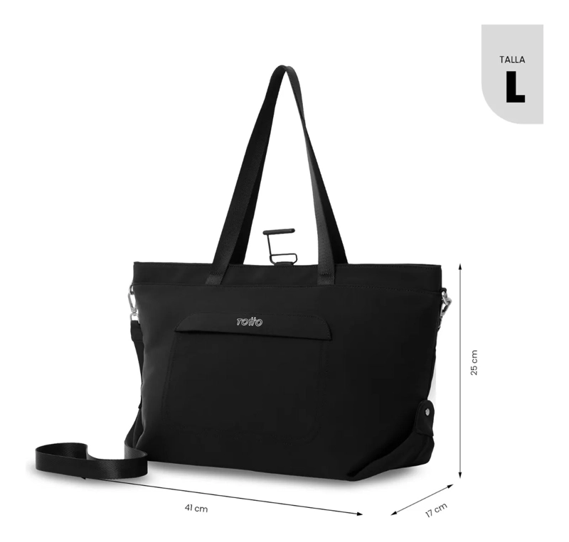 TOTE BAG PARA MUJER MADRID PORTA PC 15  GRANDE NEGRO - 3
