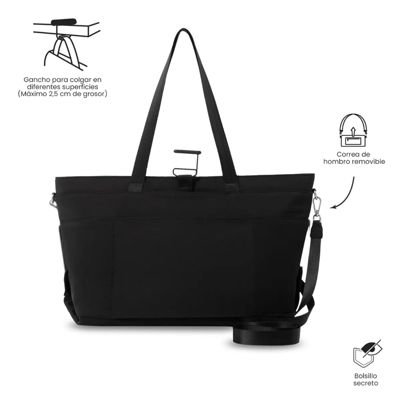 TOTE BAG PARA MUJER MADRID PORTA PC 15  GRANDE NEGRO - 4