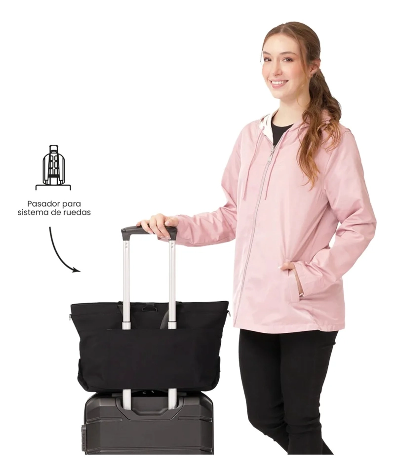 TOTE BAG PARA MUJER MADRID PORTA PC 15  GRANDE NEGRO - 6