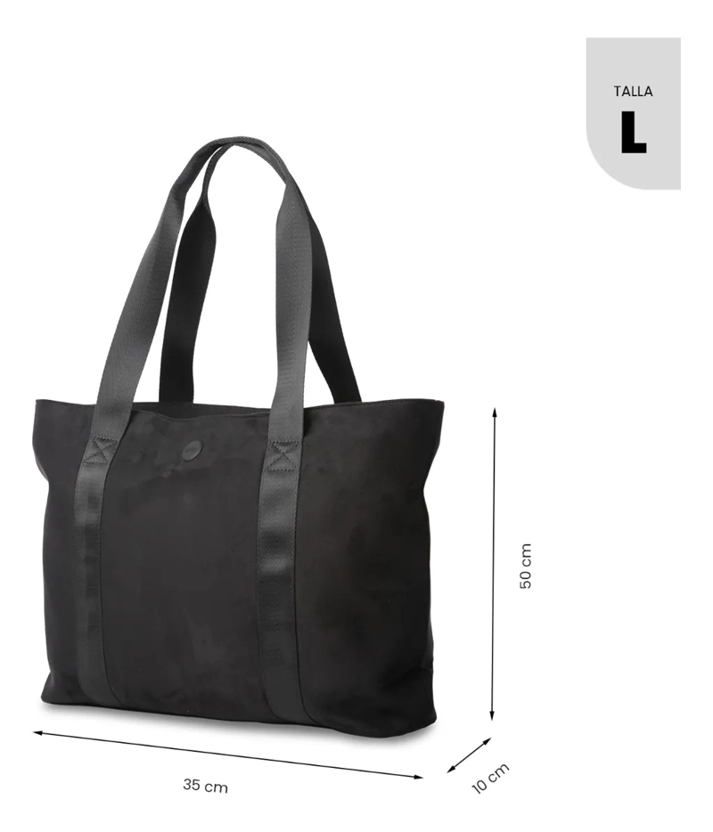 TOTE BAG PARA MUJER MIXI GAM EN GAMUZA GRANDE NEGRO - 3