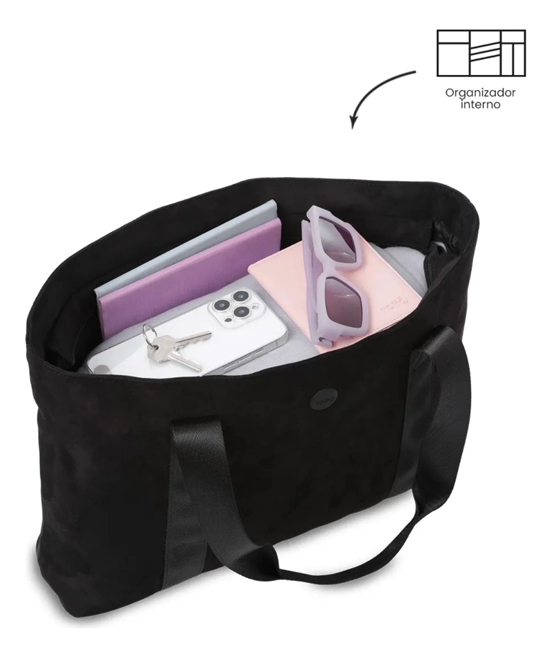 TOTE BAG PARA MUJER MIXI GAM EN GAMUZA GRANDE NEGRO - 5