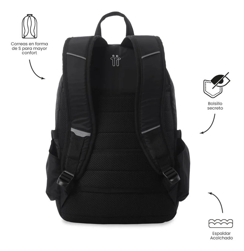 MOCHILA UNIVERSITARIO PLAINE 2.0 PORTA PC 14  NEGRO - 4