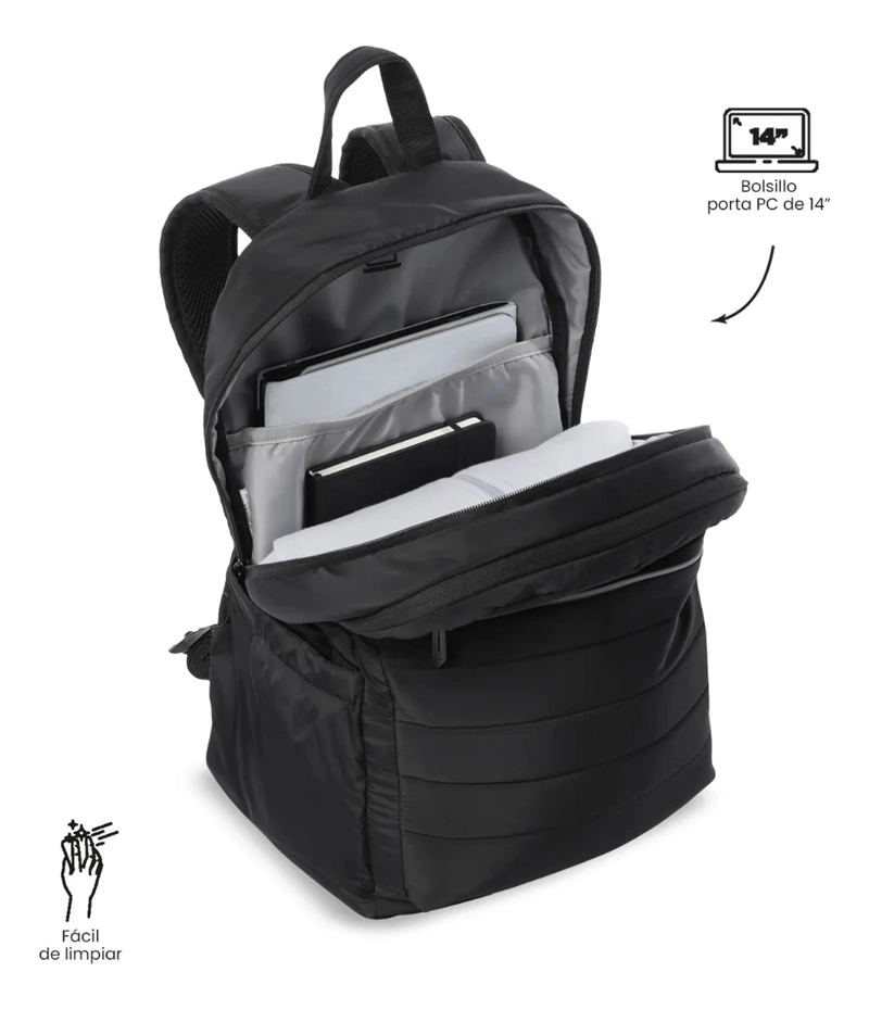 MOCHILA UNIVERSITARIO PLAINE 2.0 PORTA PC 14  NEGRO - 5