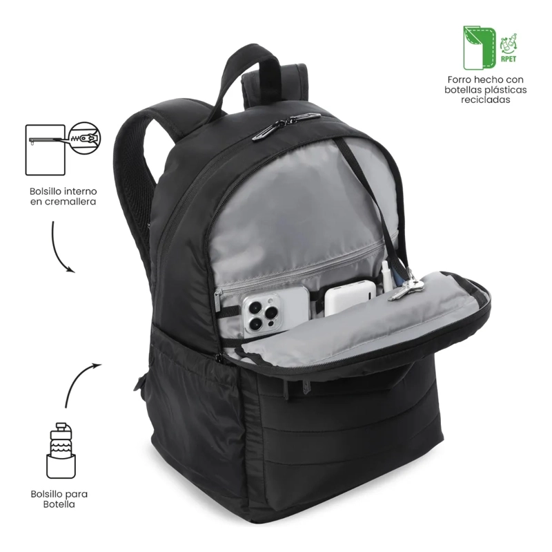 MOCHILA UNIVERSITARIO PLAINE 2.0 PORTA PC 14  NEGRO - 6