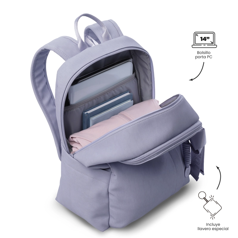 MOCHILA EJECUTIVA PORTA PC 14  BOW MORADO MUJER - 5