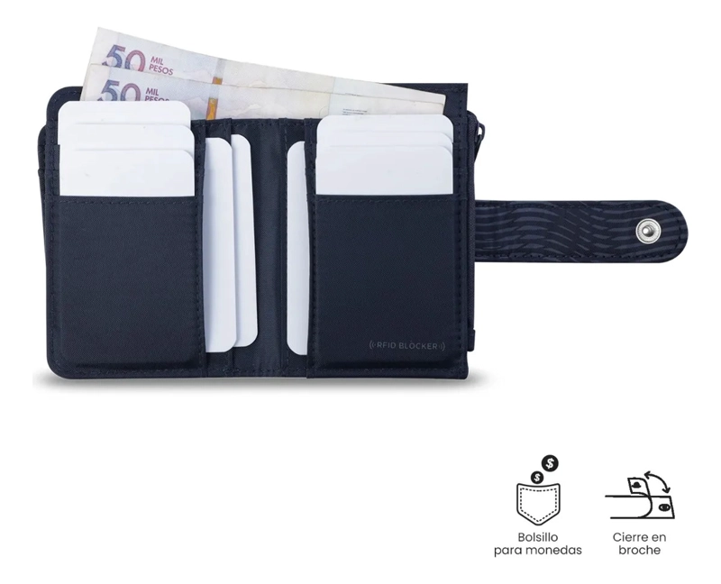 BILLETERA TEXTURE DULL CON RFID BLOCKER AZUL - 4