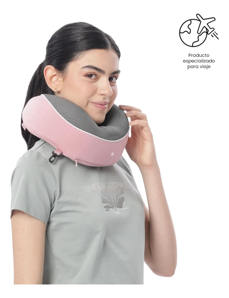 ALMOHADA DE VIAJE MEMORY FOAM PLANE COLOR ROSADO - 2