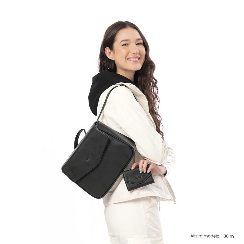 KIT PARA MUJER X2 CARTERA TIPO MOCHILA +PORTADOCUMENTOS ROMA - 2