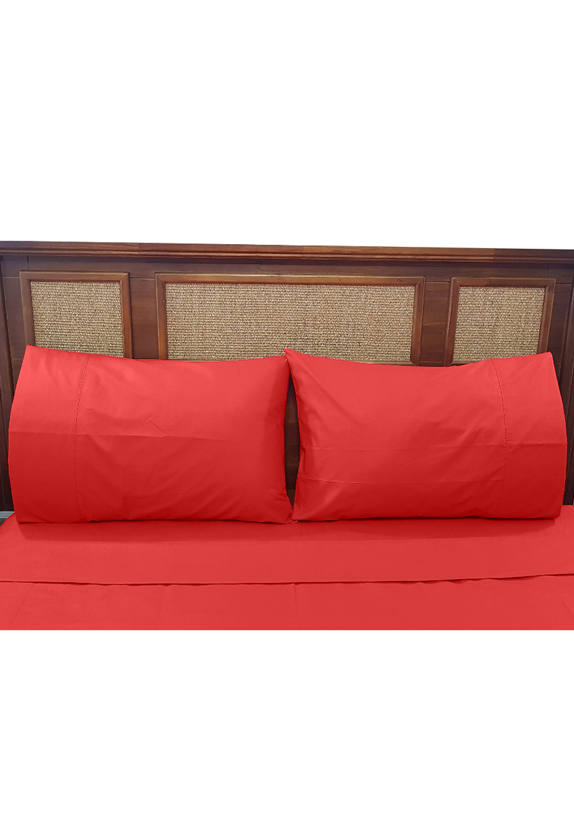 JUEGO DE SABANAS 200 HILOS QUEEN DIVERSION LISO ROJO VICTORIANAS - 2
