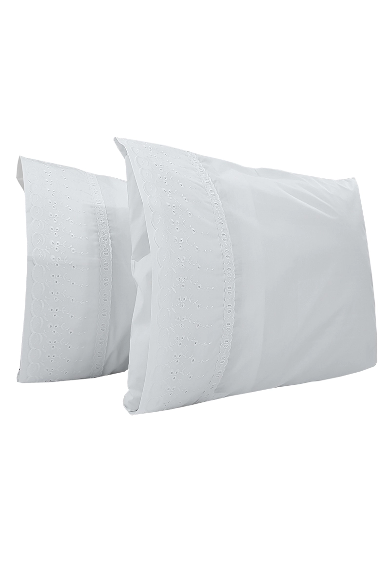 JUEGO DE SABANAS 200 HILOS QUEEN BRODERIE BLANCO VICTORIANAS - 2
