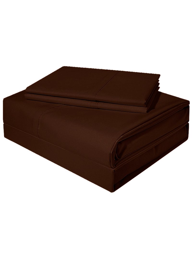 JUEGO DE SABANAS 200 HILOS KING DIVERSION LISO CHOCOLATE VICTORIANAS - 1