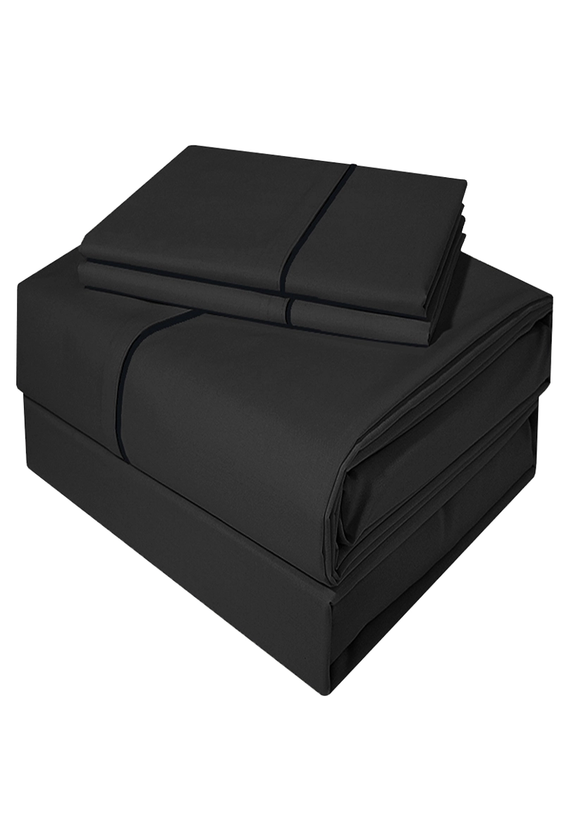 JUEGO DE SABANAS 300 HILOS KING DARK DELICATO NEGRO VICTORIANAS - 1