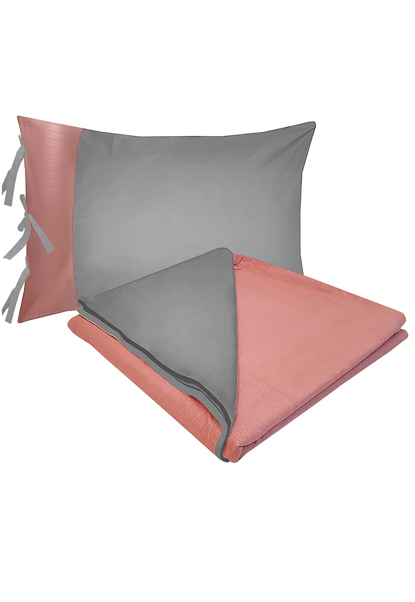 FUNDA PLUMÓN VICTORIANAS PALO ROSA 1.5 PLAZA BICOLOR GRIS 200 HILOS - 1