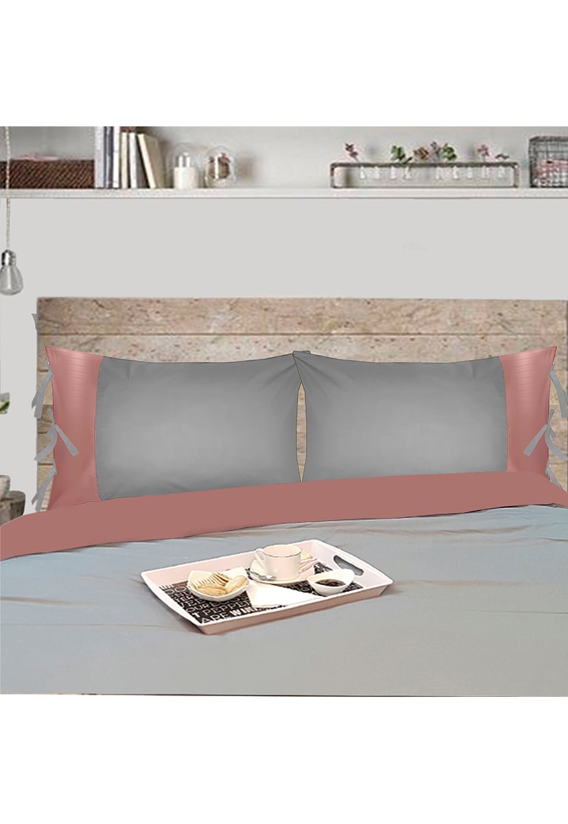 FUNDA PLUMÓN VICTORIANAS PALO ROSA 1.5 PLAZA BICOLOR GRIS 200 HILOS - 2