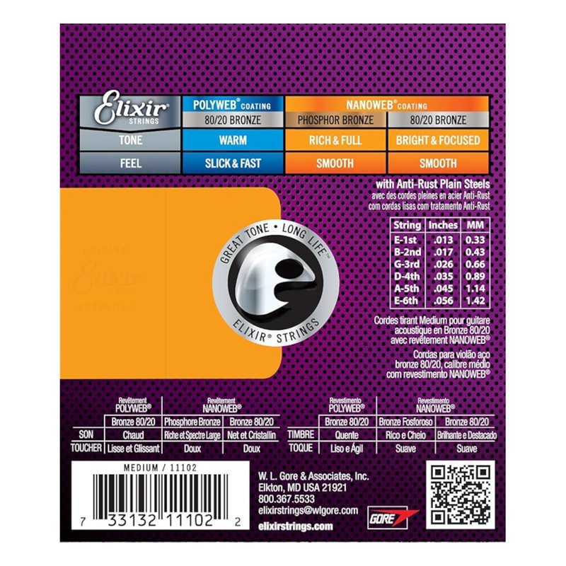 CUERDAS PARA GUITARRA ACUSTICA ELIXIR 11102 - 2