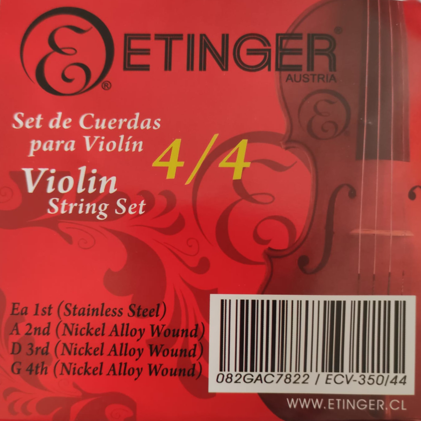 SET DE CUERDAS ETINGER PARA VIOLIN 4/4 ECV-350 - 2