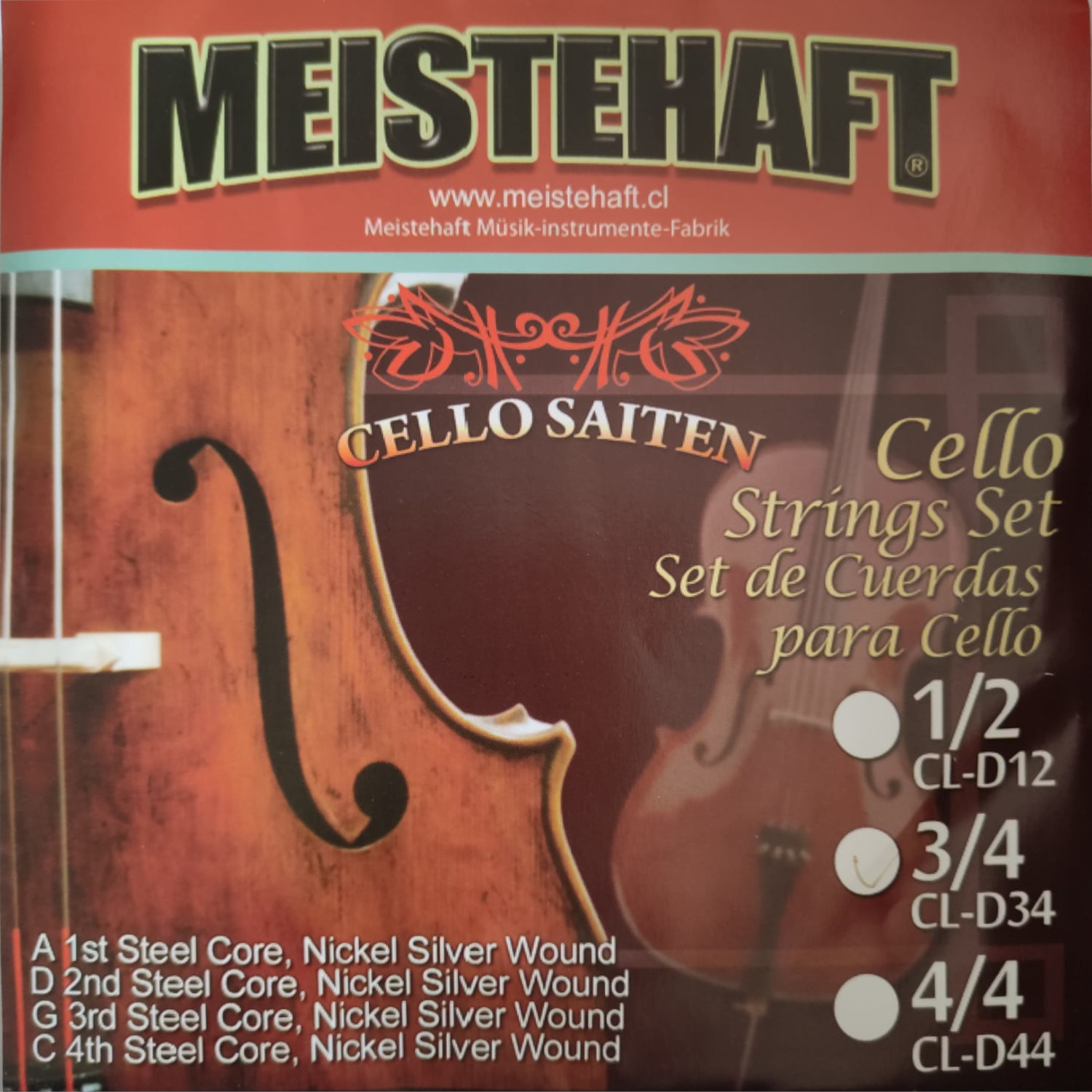 SET DE CUERDAS MEISTEHAFT PARA VIOLONCHELO 3/4 CL-D34 - 1