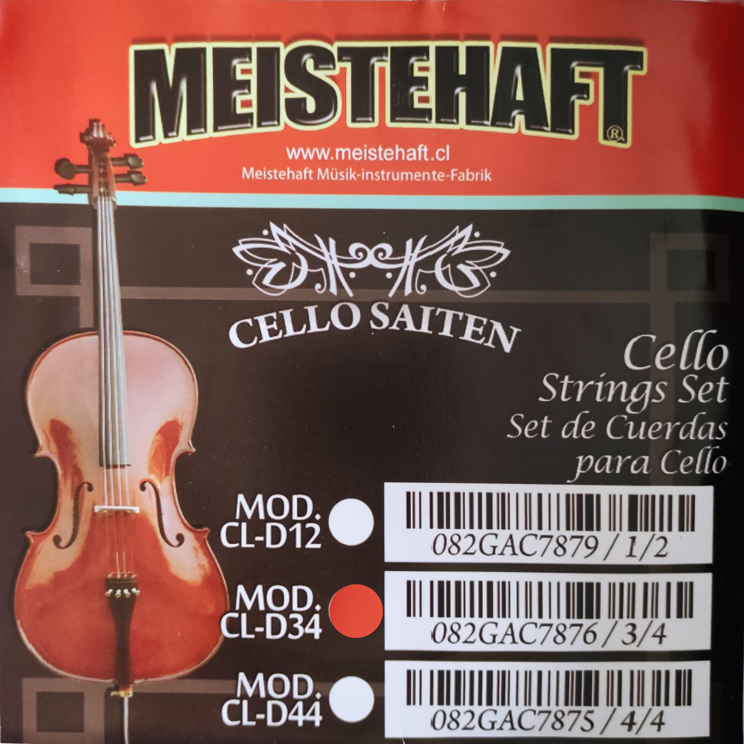 SET DE CUERDAS MEISTEHAFT PARA VIOLONCHELO 3/4 CL-D34 - 2