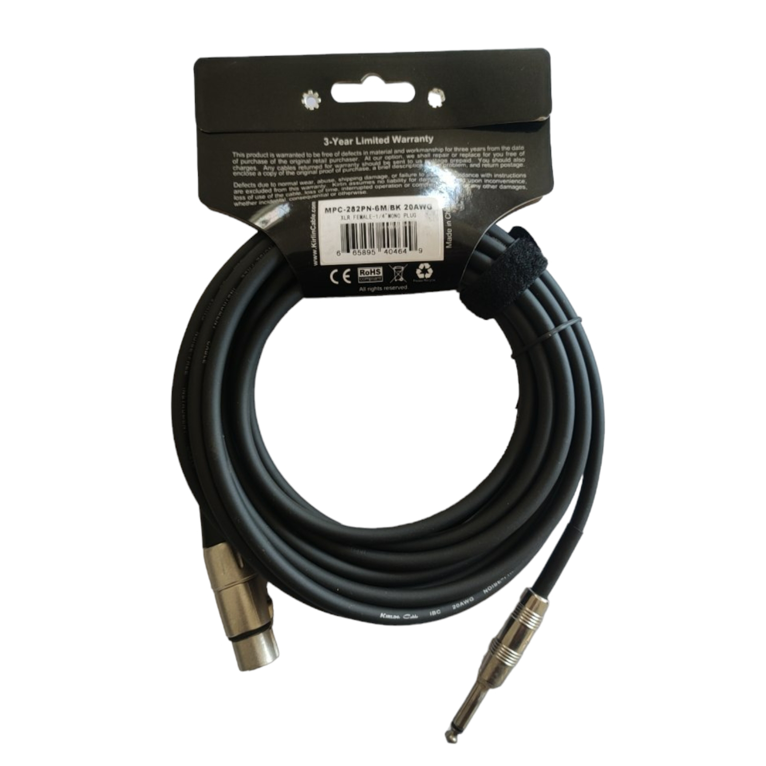 CABLE KIRLIN XLR-PLUG 6,3MM 6 MT MPC-282PN/BK 6M - 2
