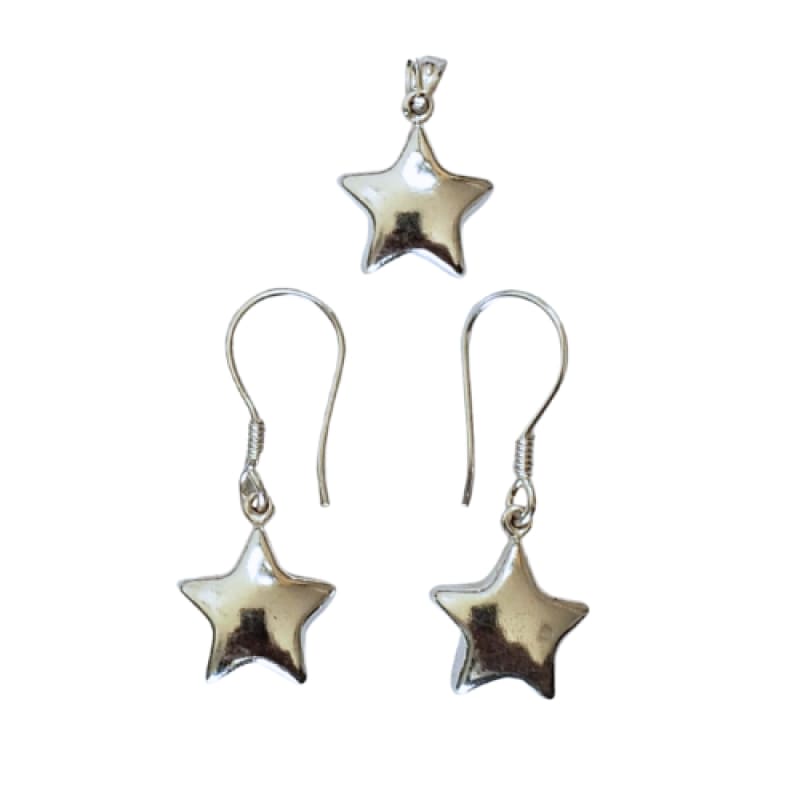CONJUNTO ESTRELLAS DIJE Y COLGANTES PLATA 925 - 1