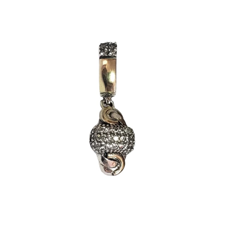 CONJUNTO AROS Y DIJE DE PLATA ENTRELAZADO ORO Y PIEDRAS - 3