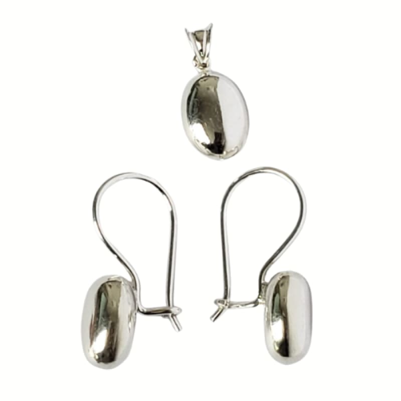 CONJUNTO OVALADO CON DIJE Y COLGANTES PLATA 925 - 1