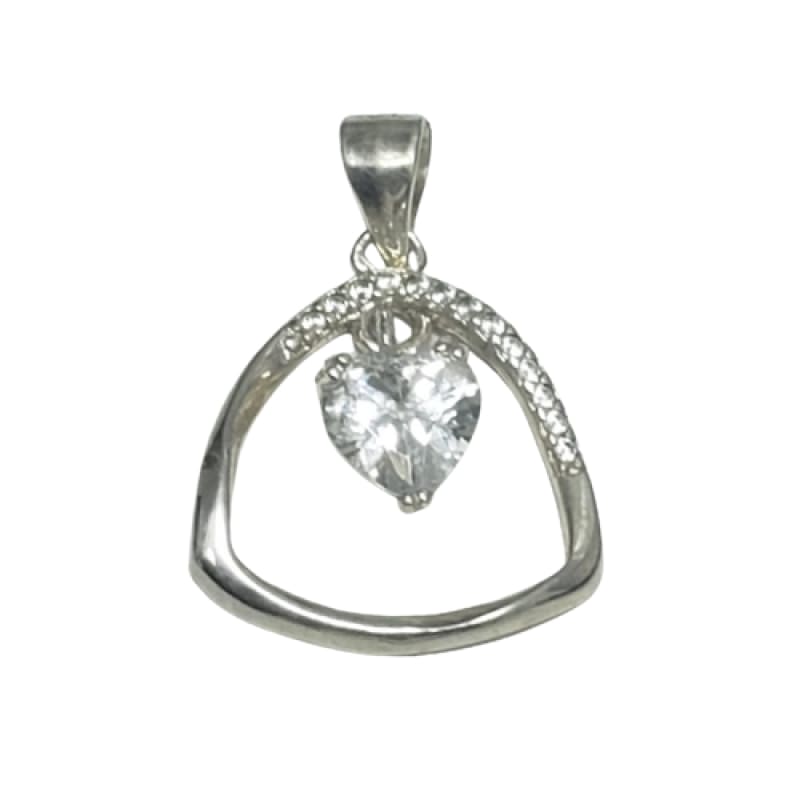 DIJE SEMI TRIANGULO Y CORAZÓN DE PIEDRA MURANO PLATA ITALIANA 925 - 1
