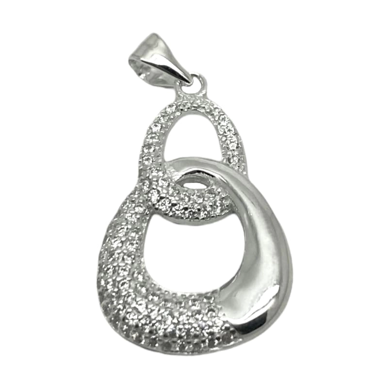 DIJE TRIÁNGULOS OVALADOS CON PIEDRAS MURANO PLATA ITALIANA 925 - 1