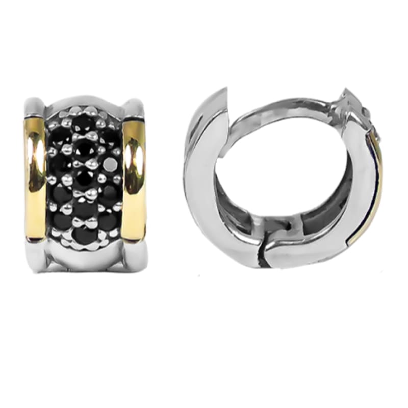 AROS ORO Y PLATA PIEDRAS NEGRAS COLOMBIANO - 1